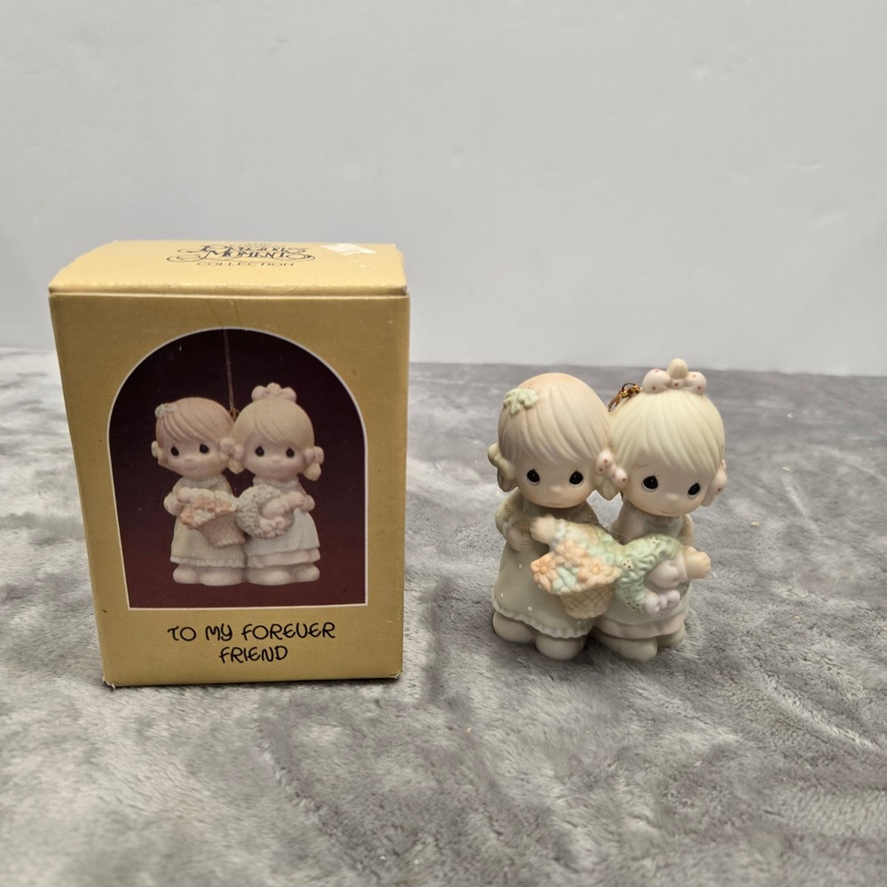 Precious Moments To My Forever Friend Ornament 1988 Girls Flower Basket Boxed